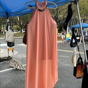 Elegant Peach Halter Dress